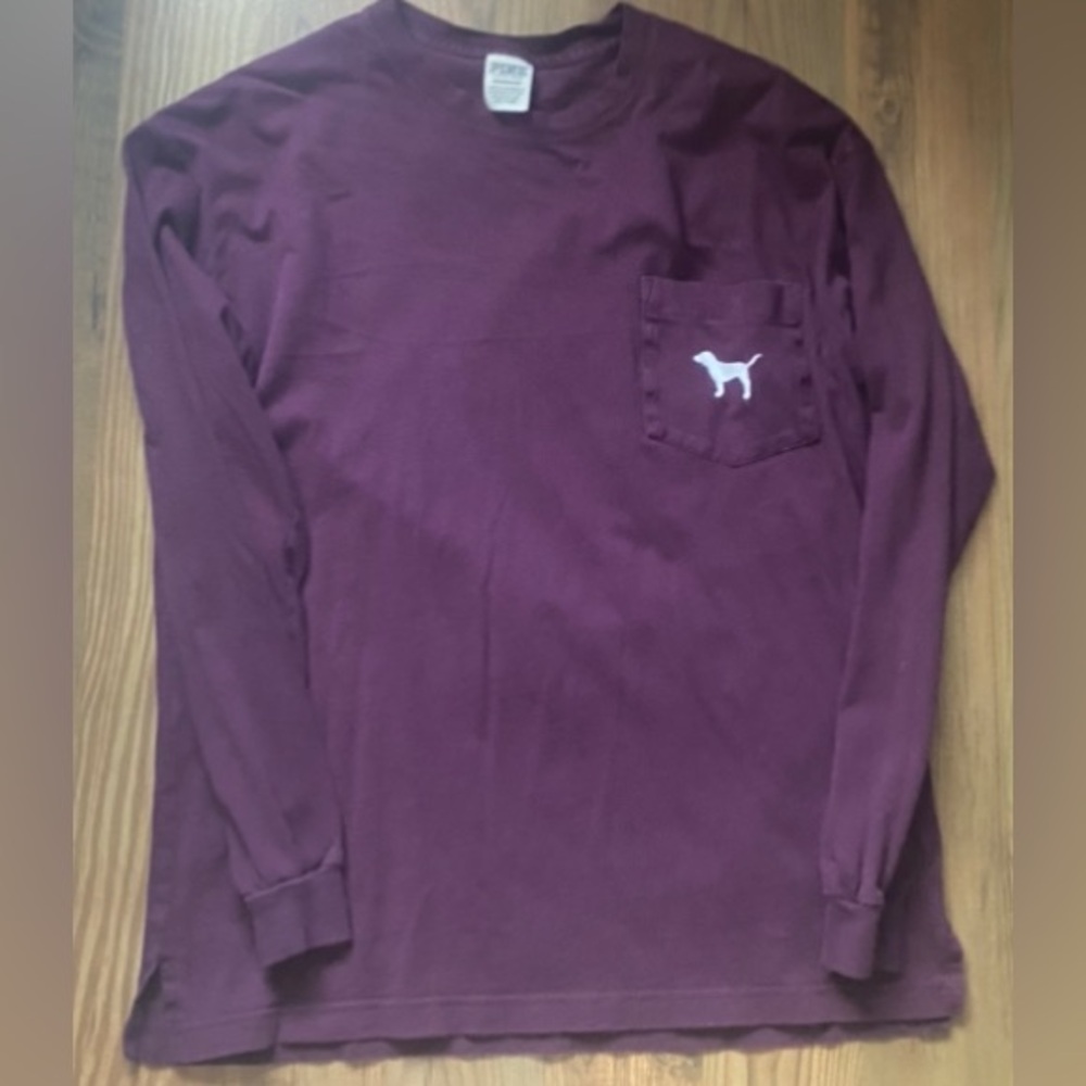 Womens long sleeve tee shirt burgundy.